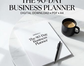 90-Tage-Businessplaner zum Ausdrucken, Quartalsziel-Tracker, CEO-Planer, Freelance-Organizer, minimalistische Businessstrategie (PDF, A4)