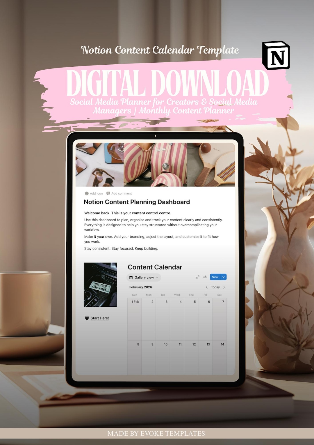 Notion Content Calendar Template | Social Media Planner for Creators ...