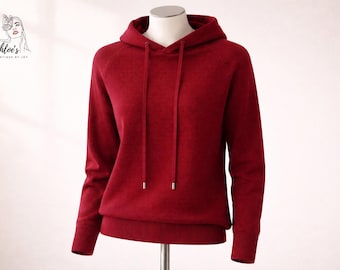 Jersey de punto con capucha para mujer – Jersey informal de manga larga, color liso, para otoño e invierno.