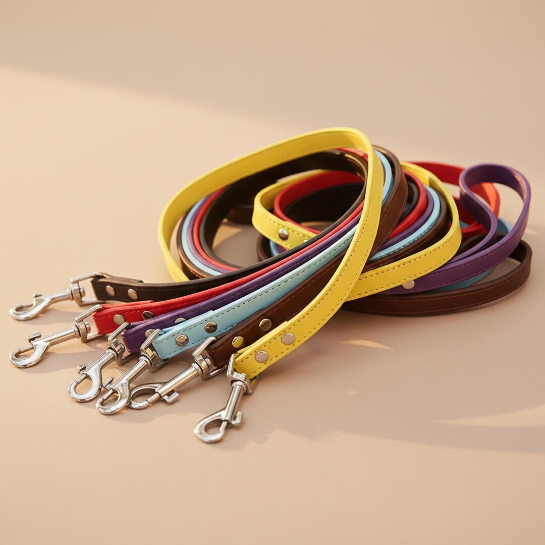 Leather Dog Leash – Colorful Handmade Pet Lead With Silver Clasp - Etsy