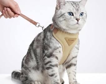 Cat Harness and Leash Set Adjustable Soft Breathable Vest