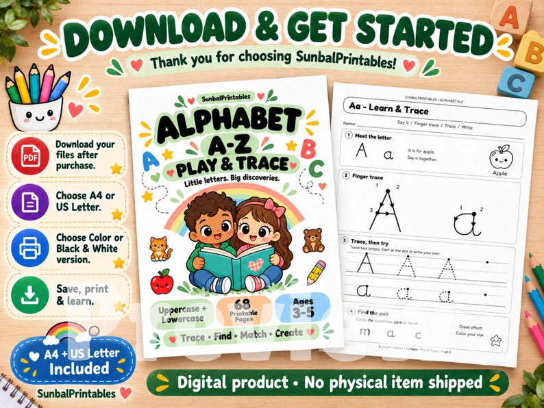 Alphabet Tracing Workbook | ABC Worksheets for Preschool & Kindergarten ...