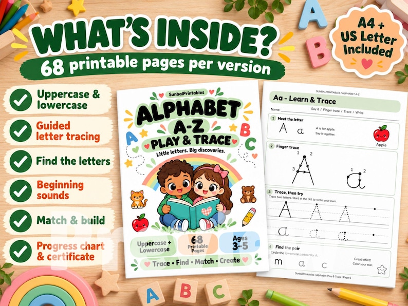 Alphabet Tracing Workbook | ABC Worksheets for Preschool & Kindergarten ...