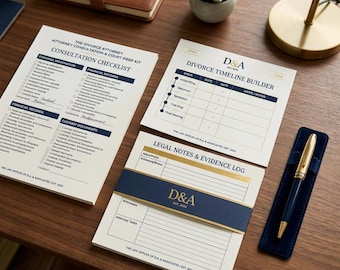 Kit de Preparação para Consulta com Advogado de Divórcio, Cronograma e Organizador de Reuniões