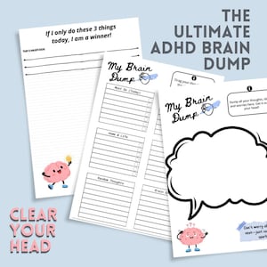 ADHD Brain Dump Printable, Checkliste für mentale Belastung, Gedanken-Organizer (PDF)