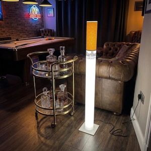 XXL Vintage Marlboro Lights Lamp Giant Cigarette Lamp Man Cave Decor Garage Lighting Statement Floor Lamp Gift for Him
