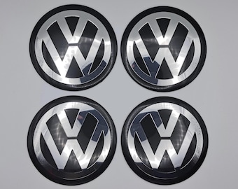 Volkswagen Nabendeckel Aufkleber 64-65 mm Aluminium 4er Set – Felgenlogo Sticker für Alufelgen – Schneller Versand aus Deutschland