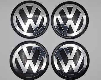 Volkswagen Nabendeckel Aufkleber 56 mm Aluminium 4er Set – Felgenlogo Sticker für Alufelgen – Schneller Versand aus Deutschland