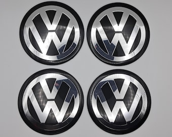 Volkswagen Nabendeckel Aufkleber 60 mm Aluminium 4er Set – Felgenlogo Sticker für Alufelgen – Schneller Versand aus Deutschland