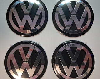 Volkswagen Nabendeckel Aufkleber 56 mm Aluminium 4er Set – Felgenlogo Sticker für Alufelgen – Schneller Versand aus Deutschland