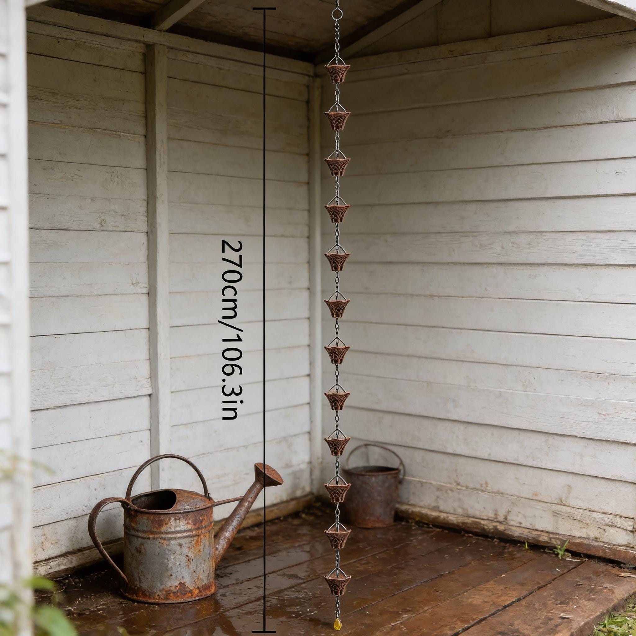 Copper Rain Chain for Gutter, Decorative Downspout Chain With Cups ...