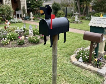Dog Mailbox Wall Mount – Funny Animal Post Box – Metal Outdoor Letter Box – Garden & Front Door Decor