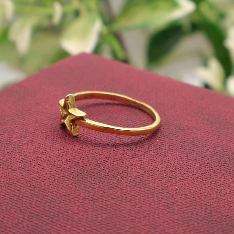 Gold Star Ring, Dainty Celestial Stacking Ring, Minimalist Star Band ...