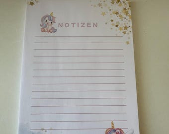 Notizblock Einhorn A5, 50 Blatt 90g Papier, Abreißblock, süßer Schreibblock Kinder Mädchen, Geschenkidee Schule Büro