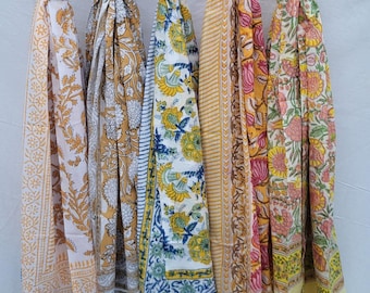 Block Print Cotton Sarong, Indian Beach Scarf, Summer Pareo