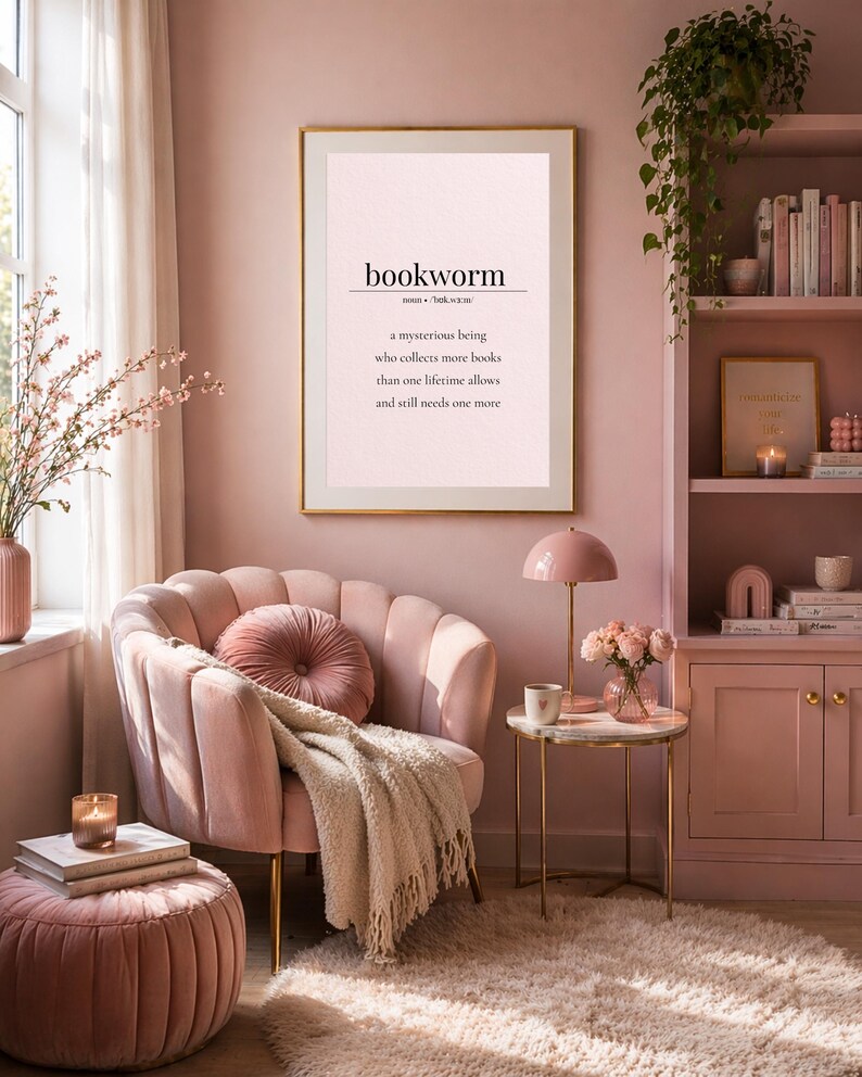 Cute Bookworm Poster | Cozy Reading Aesthetic Wall Art | Funny ...
