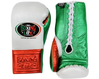 No Boxing No Life Leather Training Gloves, Pro Sparring Gear, Genuine Cowhide, Lace-Up/Velcro winning boxing gloves