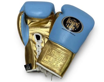 No Boxing No Life Leather Training Gloves, Pro Sparring Gear, Genuine Cowhide, Lace-Up/Velcro winning boxing gloves
