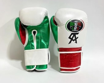 No Boxing No Life Leather Training Gloves, Pro Sparring Gear, Genuine Cowhide, Lace-Up/Velcro winning boxing gloves