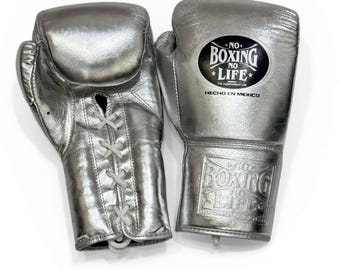 No Boxing No Life Leather Training Gloves, Pro Sparring Gear, Genuine Cowhide, Lace-Up/Velcro winning boxing gloves