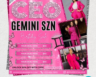 CEO Birthday Special Flyer, CEO Birthday Sale Flyer, Gemini Szn Birthday Flyer, CEO Birthday Flyer, Hair Stylist, Lash Tech, Nail Tech