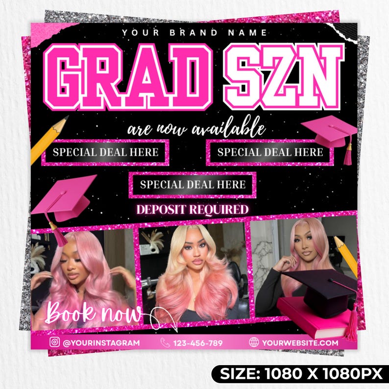 Promotional Grad Grad Szn Booking Flyer, Graduation Special Flyer, Graduation Deals ...