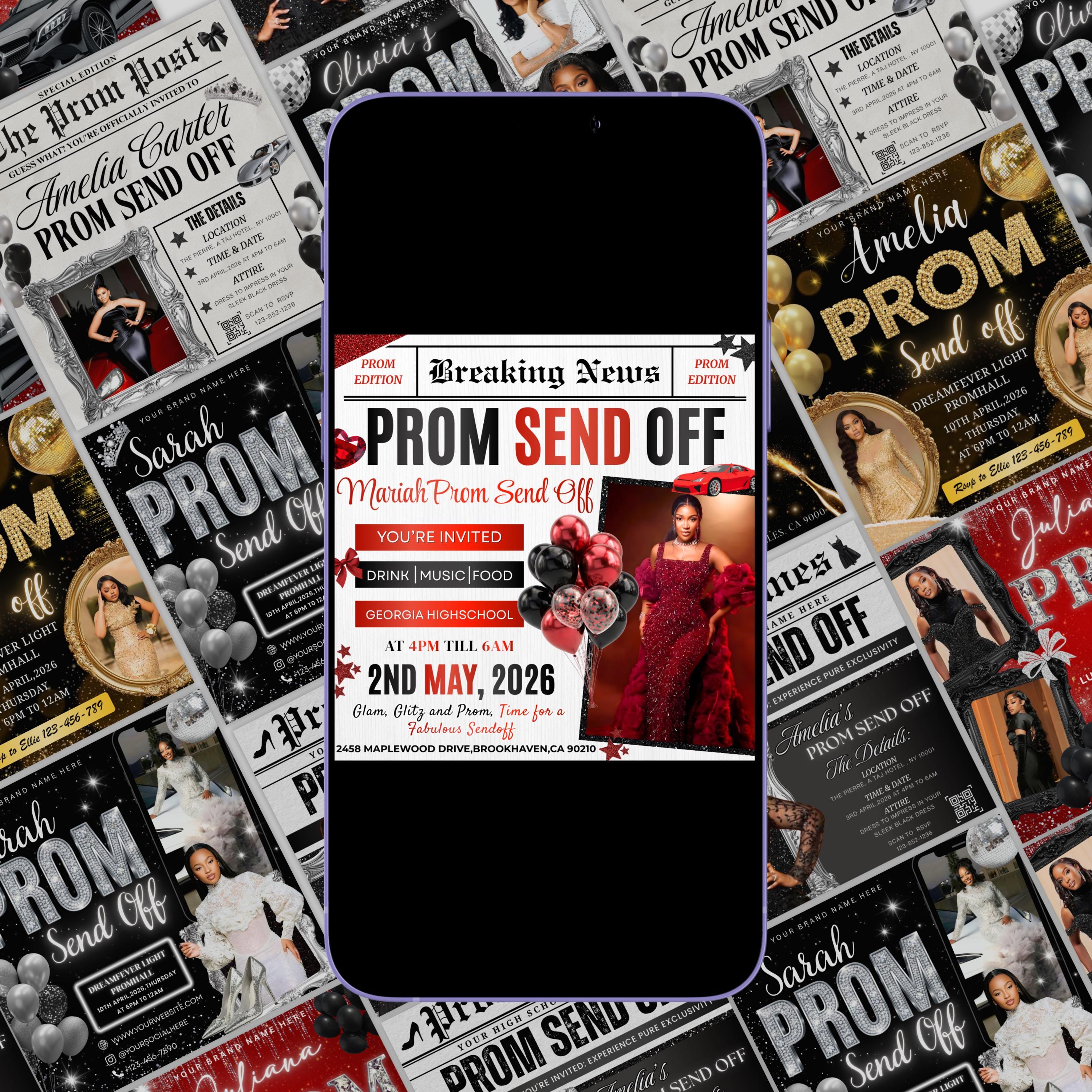 Prom Send off Flyer Bundle, DIY Prom Queen Flyer, Prom Invitation Flyer ...