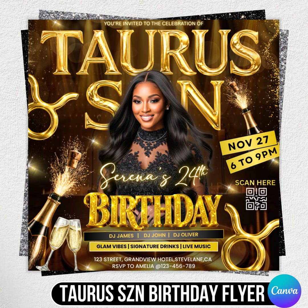 Taurus Cheetah Season Party Flyer,birthday Szn Flyer,taurus Invitation ...