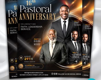 Pastoral Anniversary Flyer Template, Pastor Appreciation Flyer, Church Anniversary Invitation, Church Event Flyer, Canva Editable