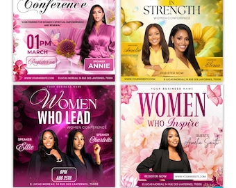 6 Women’s Conference Flyer Canva Template, Church Women Ministry Event, Empowerment Brunch, Editable Floral Retreat  Empowerment Flyer
