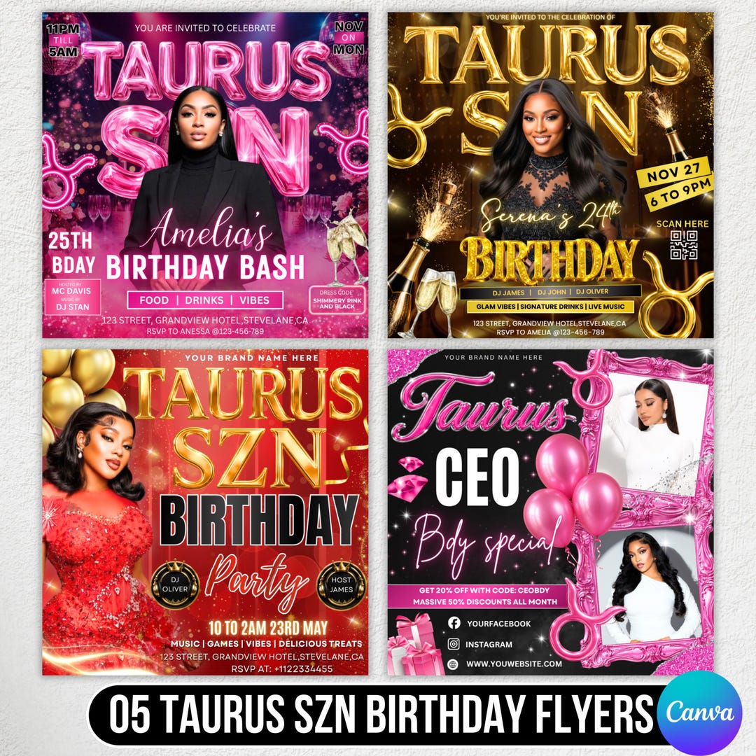 Taurus Season Party Flyer, Birthday Szn Flyer, Taurus Invitation Flyer ...