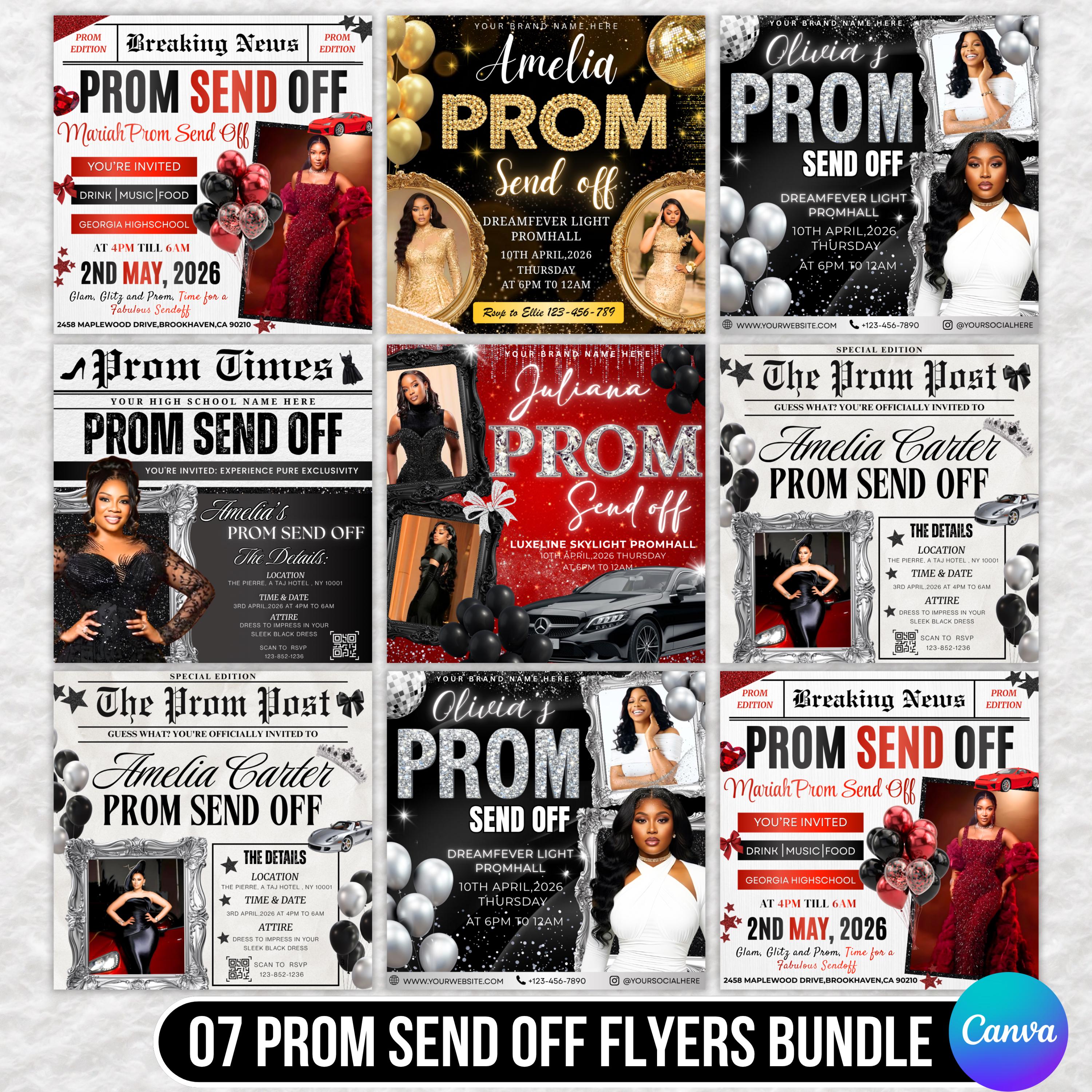 Prom Send off Flyer Bundle, DIY Prom Queen Flyer, Prom Invitation Flyer ...