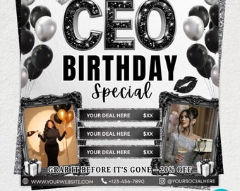 CEO Birthday Special Flyer, CEO Birthday Sale Flyer, Zodiac Season Birthday Flyer, CEO Birthday Flyer, Hair Stylist, Lash Tech, Nail Tech