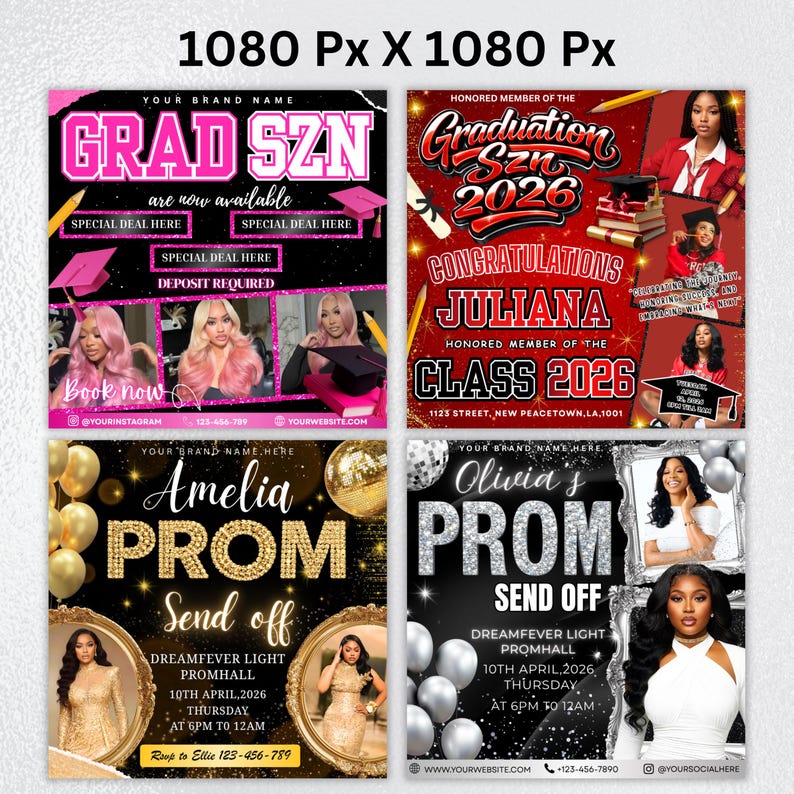 Promotional Grad Graduation Flyer Mega Bundle, Graduation Invitation Flyer, Prom Send ...