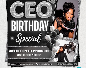 CEO Birthday Sale Flyer, CEO Birthday Special Flyer, Zodiac Season Birthday Flyer, CEO Birthday Flyer, Hair Stylist, Lash Tech, Nail Tech