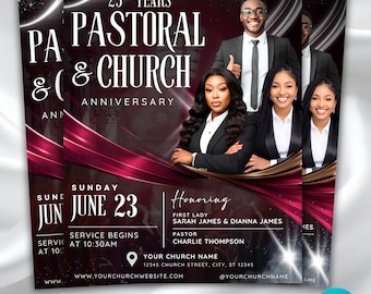 Pastoral Anniversary Flyer Template, Church Anniversary Program, Pastor Appreciation Flyer Church Event Flyer, Canva Editable