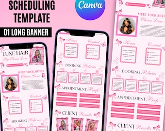 Acuity Scheduling Template for Hair Stylists, Pink Acuity Template, Esthetician Website, Hair Lash Nail Braid Tech Booking Site, Canva