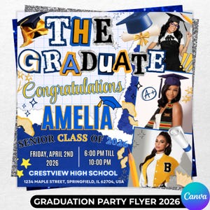 Graduate Flyer, Graduation Party Flyer, Graduation Invitation, Class of 2026 Flyer, College Decision, Senior Grad Announce, Canva Editable
