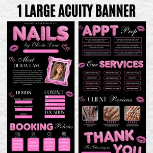 Nail Tech Acuity Terminplaner Template, Acuity Nail Buchungsseite, DIY Nail Tech Website Template, Nail Buchungsseite, Large Banner Acuity Bild 3