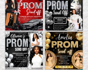 Prom Send Off Flyer Bundle, DIY Prom Flyer, Prom Invitation Flyer, Prom Send Off Event, Prom Party Invite, Canva Editable