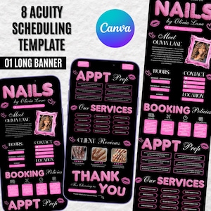 Nail Tech Acuity Scheduling Template, Acuity Nail Booking Site, DIY Nail Tech Website Template, Nail Booking Site, Large Banner Acuity