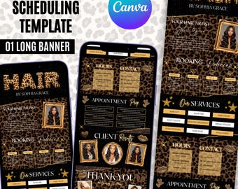 Cheetah Print Acuity Scheduling Template for Hair Stylists, Hairstylist Scheduling Website DIY Booking Site, Canva Editable