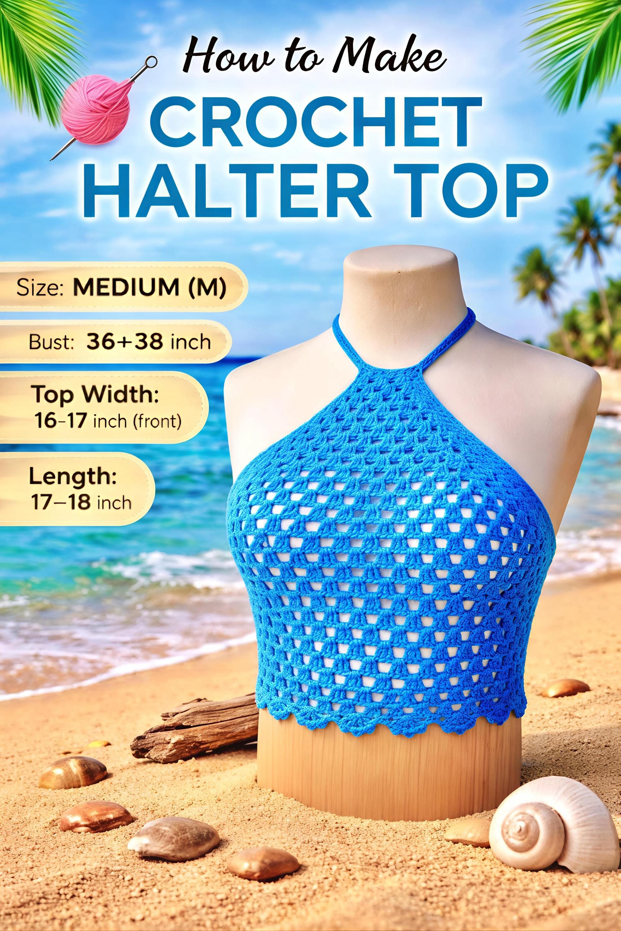 40 Crochet Halter Tops with Lace, Mesh, and Granny Squares 5 Crochet Halter Top Bust