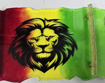 Rasta Lion Epoxy Serving Tray | Handmade Resin, Red Yellow Green Design