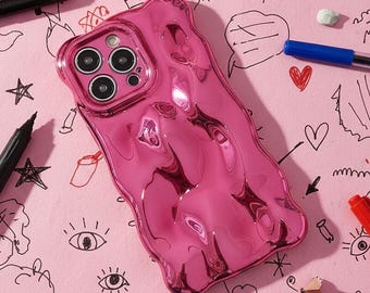 3D Wavy Curly Edge iPhone Case Plated Camera Protection Cover
