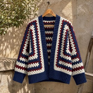 Crochet Oversized Cardigan Pattern PDF, Hexagon Granny Square Sweater, Patchwork Cardigan DIY, Colorful Crochet Jacket, Digital