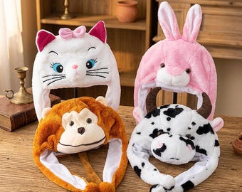 Plush 3D Animal Beanie | Soft Winter Ear Flap Cap | Cosplay Party Prop