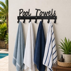 Toallero de pared para piscina, soporte metálico para toallas de piscina, ganchos para toallas de baño, decoración para piscinas exteriores, colgador de toallas para patio, organizador de spa.