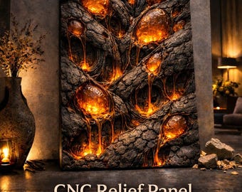 Luxury Volcanic Organic Wall Panel STL | High-Relief 3D Texture for CNC Carving | Premium Decorative Panel Design