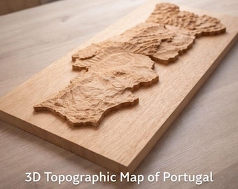 Portugal 3D Topographic Map | CNC Router Relief Model (STL File)